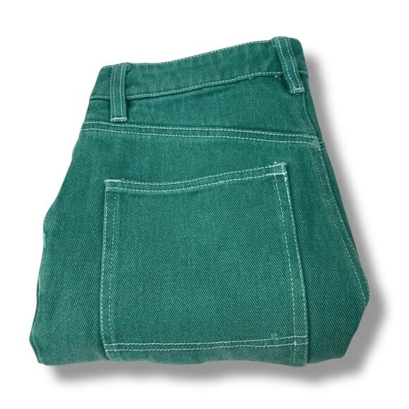 RSQ Jeans Womens Sz XS Green W/White Stitch High-Waisted Straight Wide-Leg Pants - Picture 2 of 9